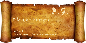 Móger Ferenc névjegykártya